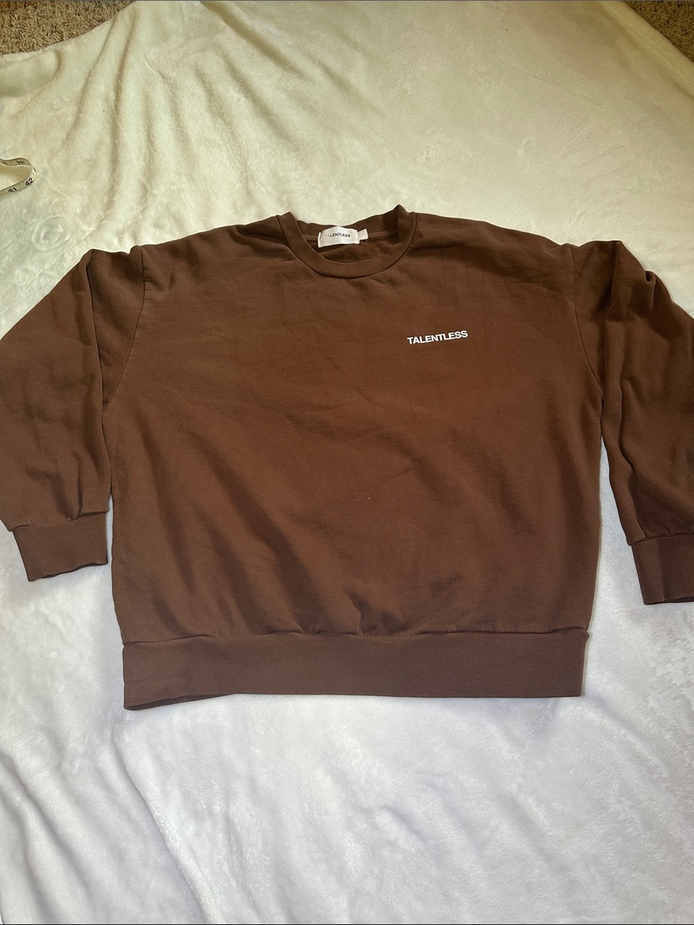 TALENTLESS Brown Men's Crewneck Sweatshirt with Small Chest Logo